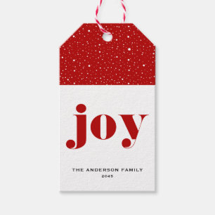 JOY Bold Typography Red Modern Christmas Gift Tags