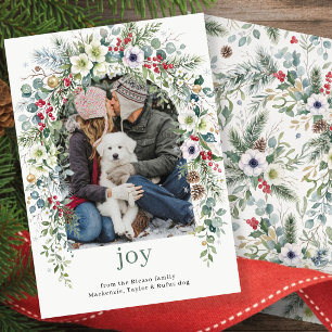 Joy Botanical Christmas Personalised Photo Holiday Card