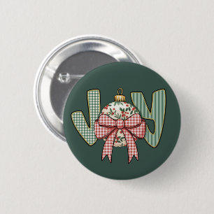 Joy Bow and Ornament Preppy Christmas Holiday 6 Cm Round Badge