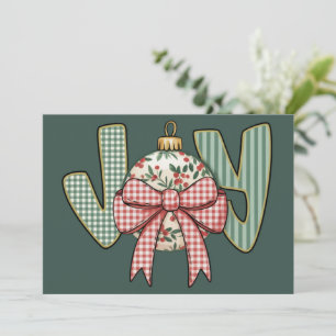 Joy Bow and Ornament Preppy Christmas Holiday Card