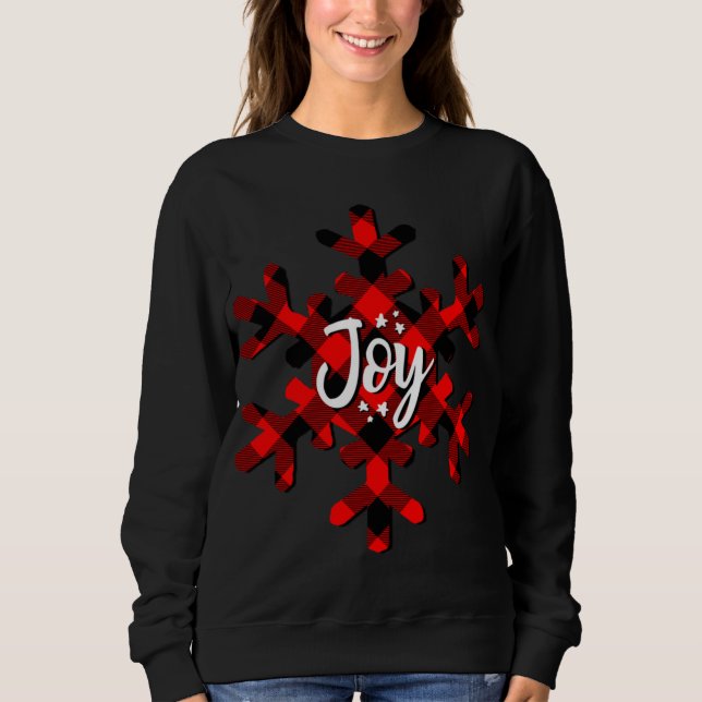 Joy Buffalo Plaid Snowflake Sweatshirt (Front)