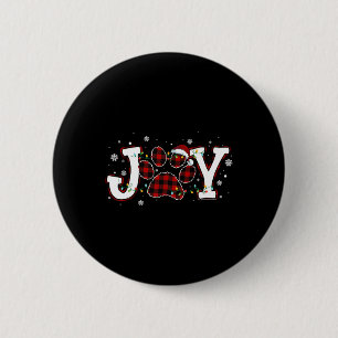 Joy Buffalo Red Plaid Dog Paw Print Christmas Orna 6 Cm Round Badge