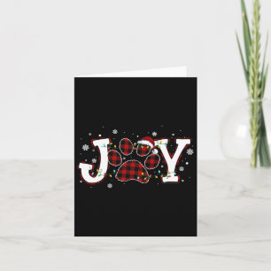 Joy Buffalo Red Plaid Dog Paw Print Christmas Orna Card