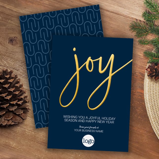 Joy Business Christmas Greeting Navy Blue and Gold (Creator Uploaded)