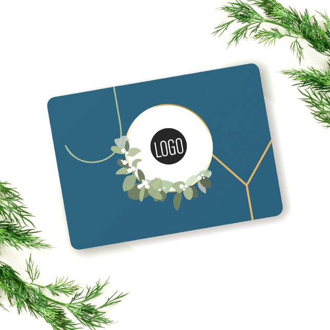 Joy Business Logo Happy Holidays Blue Holiday Card (Professional JOY holiday business logo corporate card.)