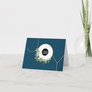 Joy Business Logo Happy Holidays Blue Holiday Card