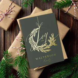 Joy Calligraphy Garland Wreath Family Photo