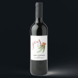 Joy Calligraphy I Watercolor Christmas Greens Wine Label<br><div class="desc">This Christmas holiday wine bottle label features the word "joy" in a trendy hand lettered style text on white. The design is accented with watercolor painted Christmas greens with a bow. Custom text allows you to add a holiday greeting and your name.</div>