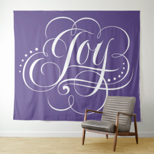 JOY Calligraphy Lettering Ultra Violet Purple Tapestry