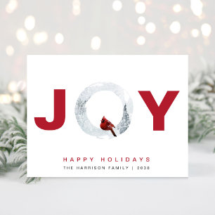 Joy Cardinal Watercolor Christmas Holiday Card