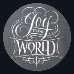 JOY Chalkboard Christmas Calligraphy Lettering Classic Round Sticker<br><div class="desc">JOY TO THE WORLD. Whenever I sing this Christmas carol, the 'Joy' portion is always so much fun. It comes out in full strength and with… JOY. That was the inspiration for this marvellous piece of chalk calligraphy art by professional lettering artist Ivan Angelic. This is the chalkboard version, there...</div>