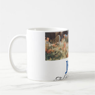 Joy christmas add family name photo holiday giftts coffee mug