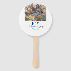 Joy christmas add family name photo holiday giftts hand fan