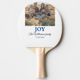 Joy christmas add family name photo holiday giftts ping pong paddle