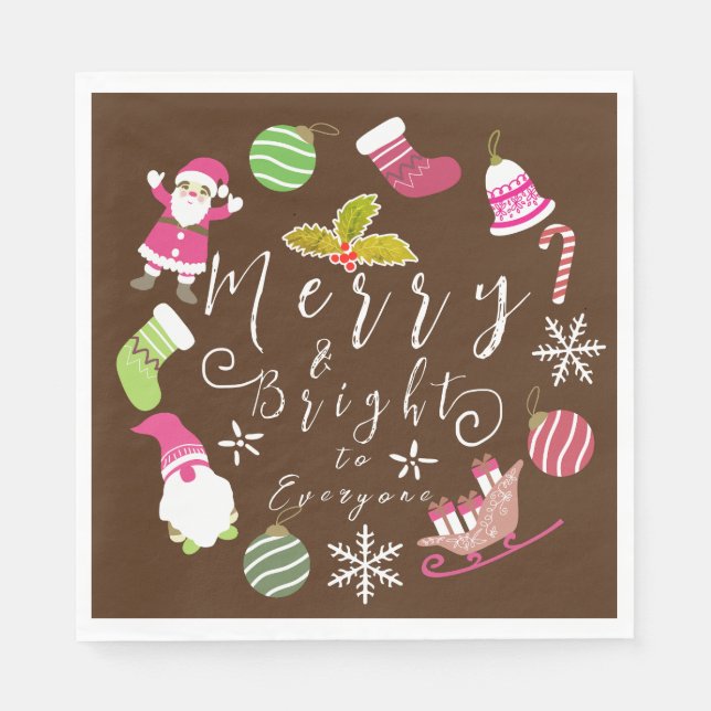Joy Christmas Brown Napkin (Front)