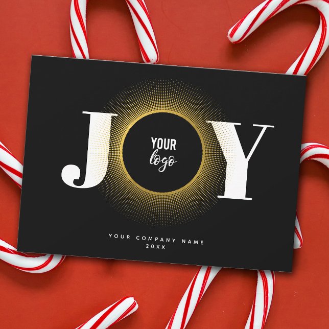 Joy Christmas Business Logo QR Code Corporate  Holiday Card (Creator Uploaded)