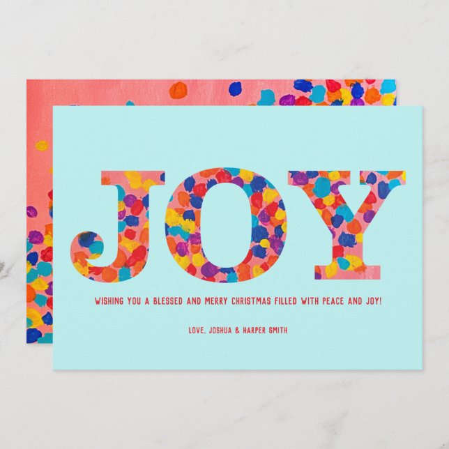 Joy Christmas Card - Confetti (Front/Back)