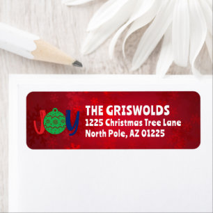JOY Christmas Card Red Return Address