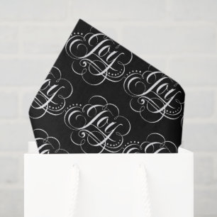 Joy - Christmas Chalk Calligraphy Lettering Black Tissue Paper