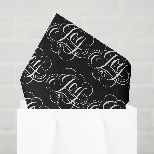 Joy - Christmas Chalk Calligraphy Lettering Black Tissue Paper (Gift Bag)