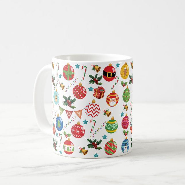 Joy Christmas, Christmas-Ball-Ornament pattern Coffee Mug (Front Left)