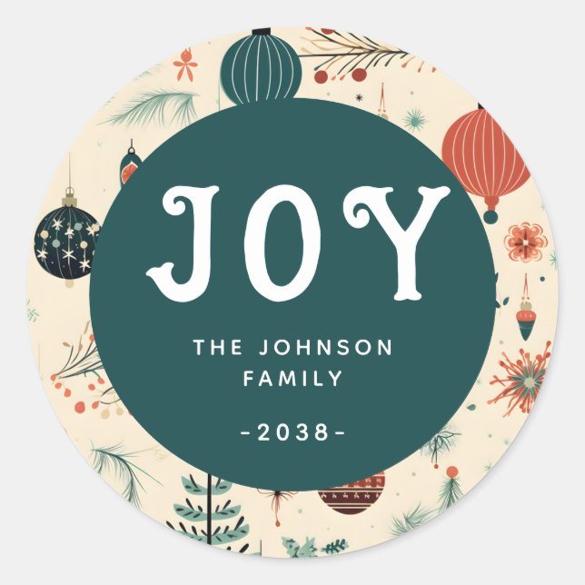 JOY! Christmas   Classic Round Sticker (Front)