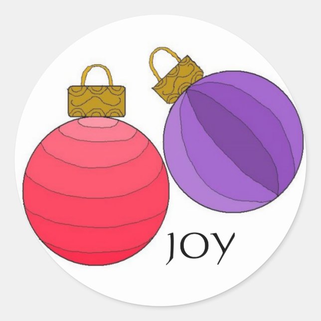 Joy Christmas Decorations Classic Round Sticker (Front)