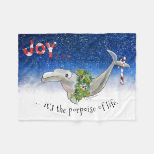 Joy Christmas Dolphin Porpoise of Life Stars Fleece Blanket