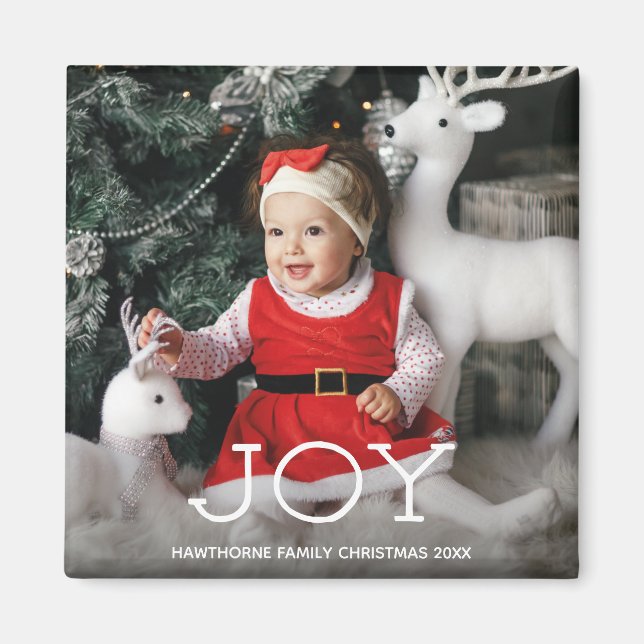"JOY" Christmas elegant luxury Custom Photo + Text Magnet (Front)