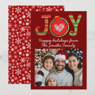 Joy Christmas Family Snowflakes Pattern Holiday Card