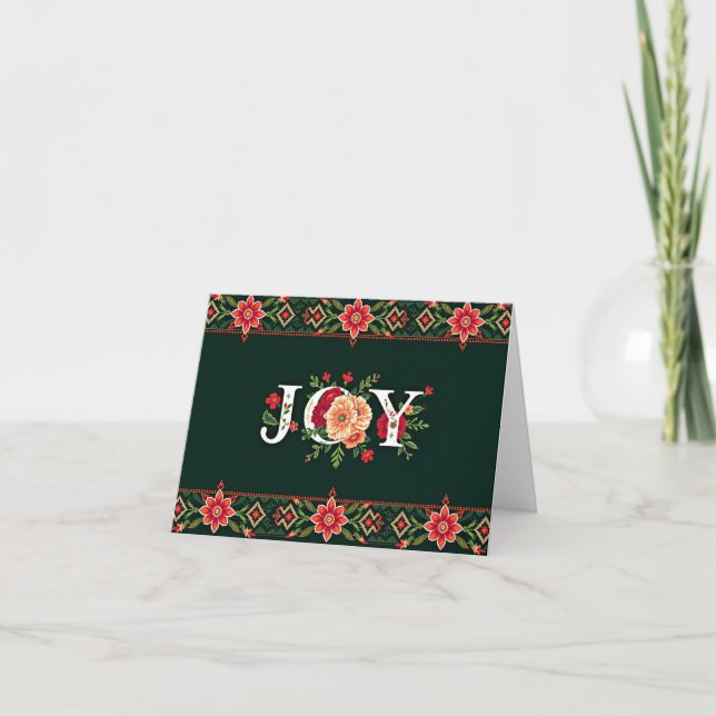 JOY christmas floral border Card (Front)