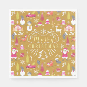 Joy Christmas Gold Napkin