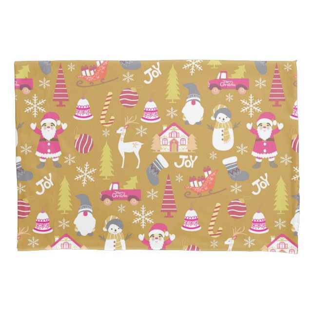 Joy Christmas Gold Pillowcase (Front)