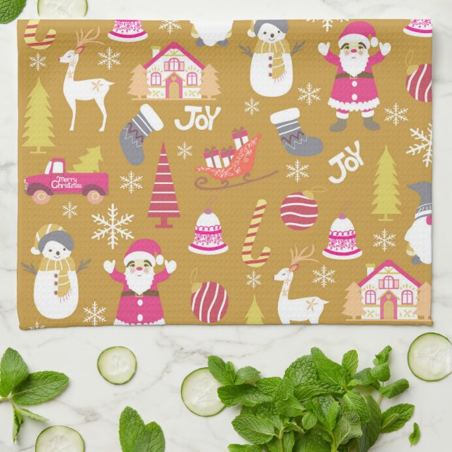 Joy Christmas Gold Tea Towel (Folded)