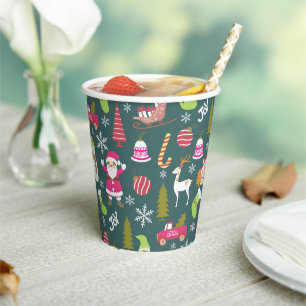 Joy Christmas Green Paper Cups