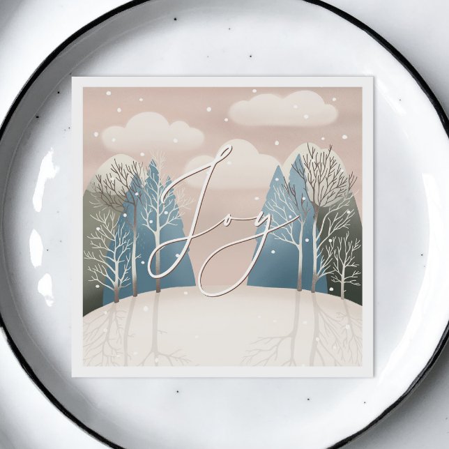 Joy Christmas Holiday | Snowy Winter Woodland Napkin (Creator Uploaded)