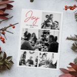 Joy Christmas | Modern Multi Photo Family Greeting Holiday Card<br><div class="desc">Celebrate the season with this elegant “Joy” Christmas card featuring a modern multi photo layout and bold script typography. Designed to highlight your favourite family memories, this custom holiday card is both simple and meaningful. It’s a timeless way to share love, happiness, and the spirit of Christmas with friends and...</div>