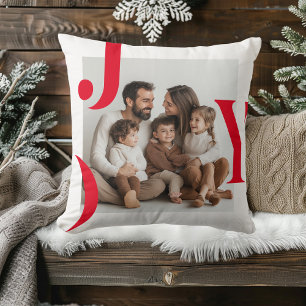 JOY Christmas   Personalised Family Photo Cushion