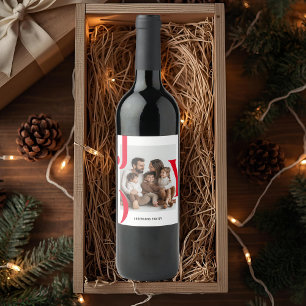 JOY Christmas Personalised Holiday Photo Gift Wine Label