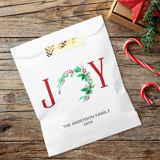 Joy Christmas Personalised Holiday Watercolor Favour Bags (Creator Uploaded)
