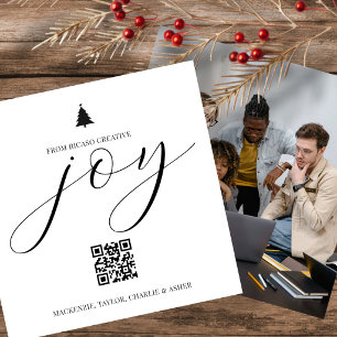 Joy Christmas Photo QR Code Personalised Business Holiday Card
