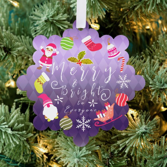 Joy Christmas Purple Tree Decoration Card (Insitu (Tree))