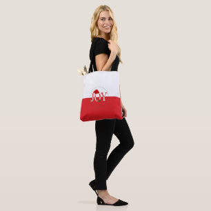 Joy Christmas Red and White Tote Bag