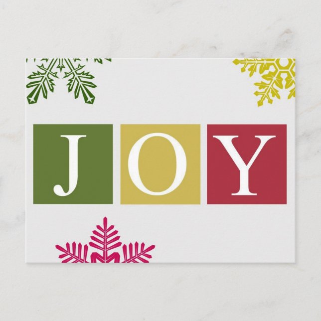 Joy Christmas Snowflakes Postcard (Front)
