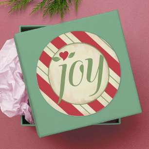 Joy Christmas Sticker - Red and Green Stripes