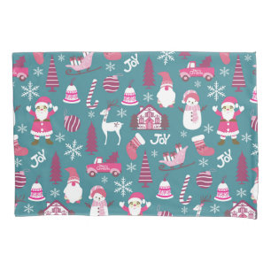 Joy Christmas Turquoise Pillowcase