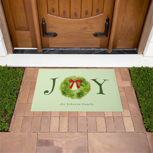 JOY Christmas Wreath Family Doormat (Outdoor)