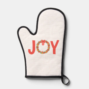 Joy Christmas Wreath Festive Holiday Oven Mitt