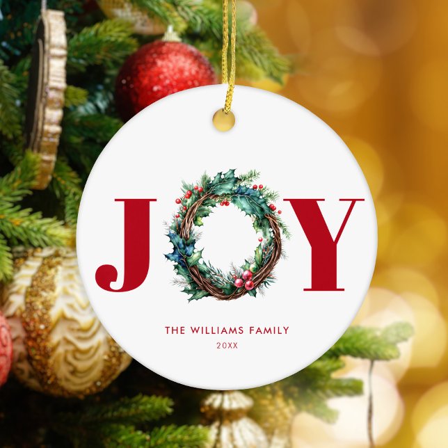 Joy Christmas Wreath Floral  Ceramic Tree Decoration (Creator Uploaded)