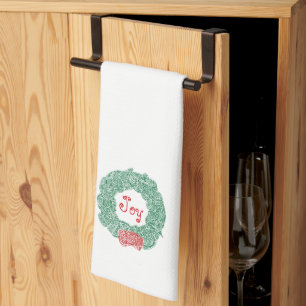 Joy Christmas Wreath Kitchen Towel